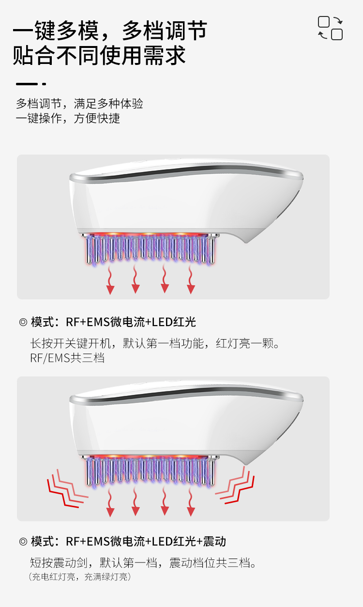 经络护发梳,EMS微电流梳,RF射频梳子,护发健发梳,防脱发按摩梳